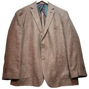 Joseph Abboud Men's Guabello 2 Button Wool Linen Blazer Size 48R Brown